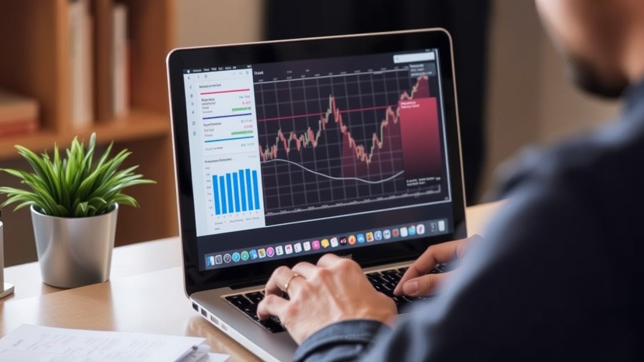A person is looking at a graph displayed on a laptop.