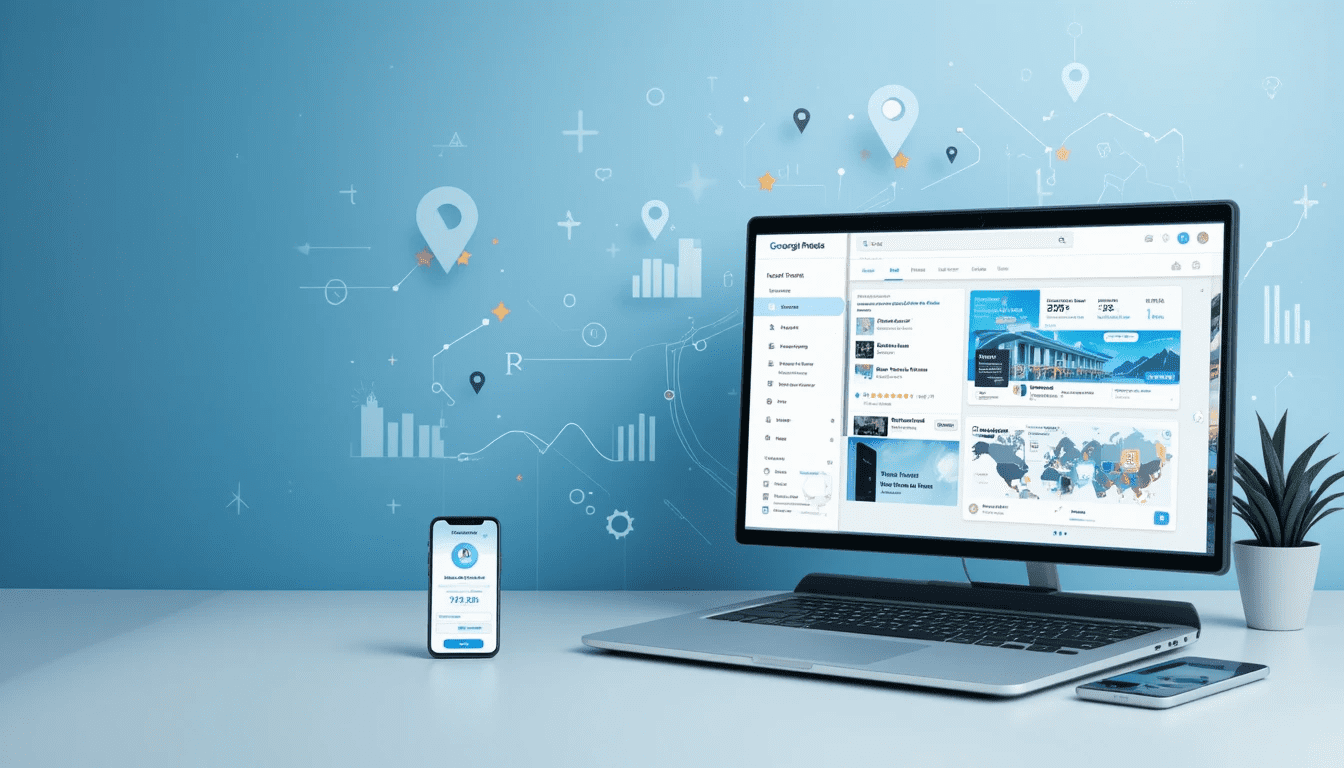 Professional blog feature image showing Google Business Profile optimization concept without text.